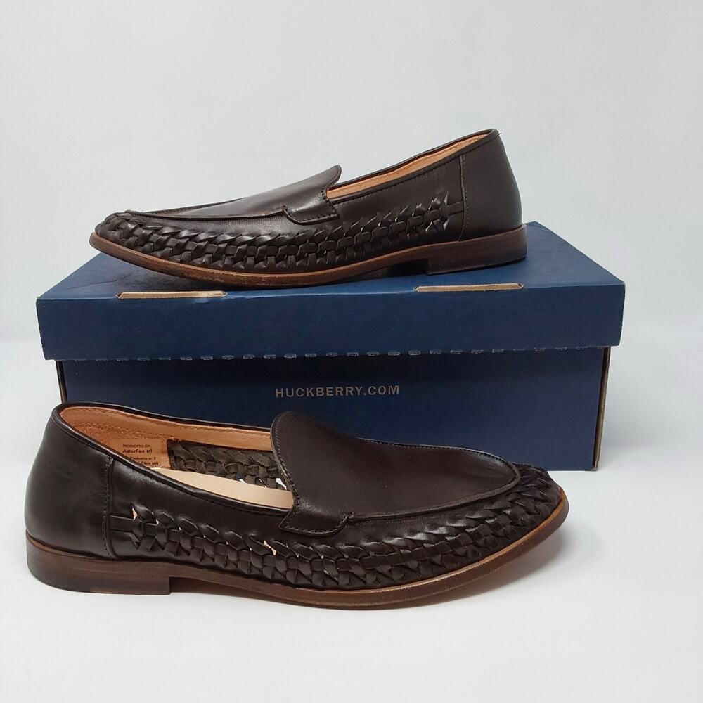 Astorflex Men's 9 Brown Woven Leather Loafers Handmade Italy Huarache Slip On